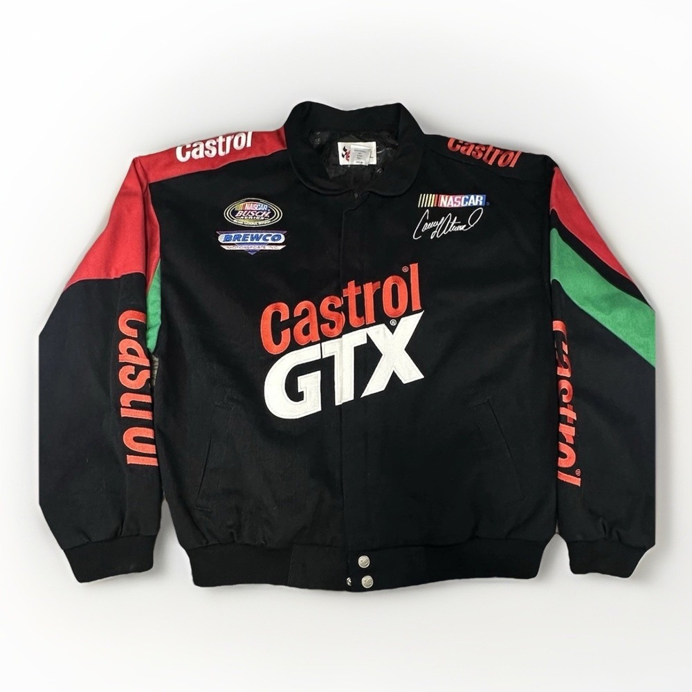 Vintage Castrol GTX Casey Atwood RNHRA Racing Jacket Men's L 90s NASCAR